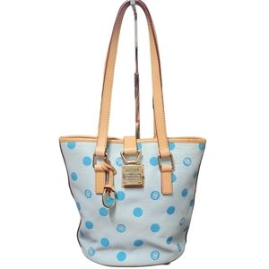 DOONEY & Bourke Vintage Light Blue Polka Dot Bucket Handbag K6614106